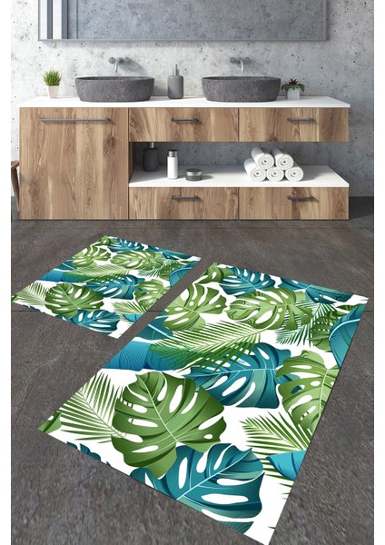 Yıkanabilir Kaymaz Dot Taban 2'li Banyo Paspası ( 50CM x 60CM - 60CM x 100CM) MNP1177