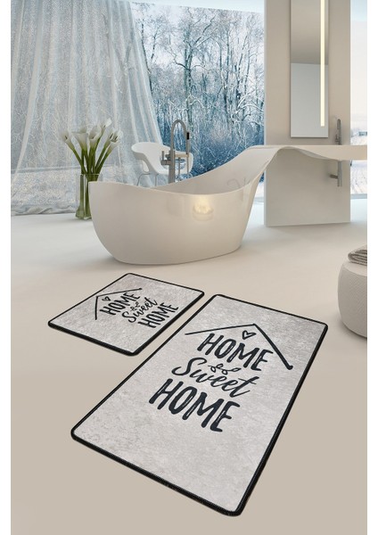Yıkanabilir Kaymaz Dot Taban 2'li Banyo Paspası ( 50CM x 60CM - 60CM x 100CM) MNP3077