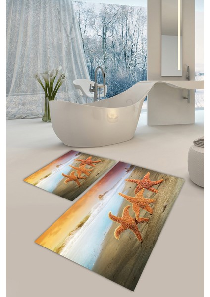 Yıkanabilir Kaymaz Dot Taban 2'li Banyo Paspası ( 50CM x 60CM - 60CM x 100CM) MNP1007
