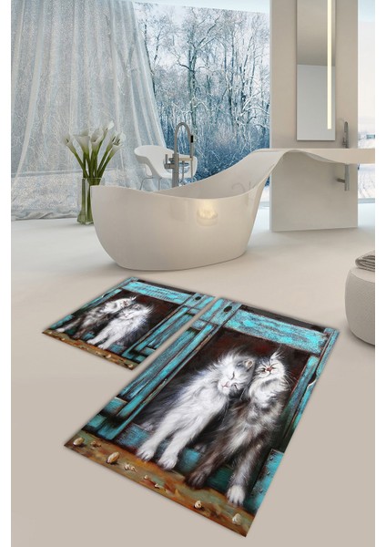 Yıkanabilir Kaymaz Dot Taban 2'li Banyo Paspası ( 50CM x 60CM - 60CM x 100CM) MNP1017