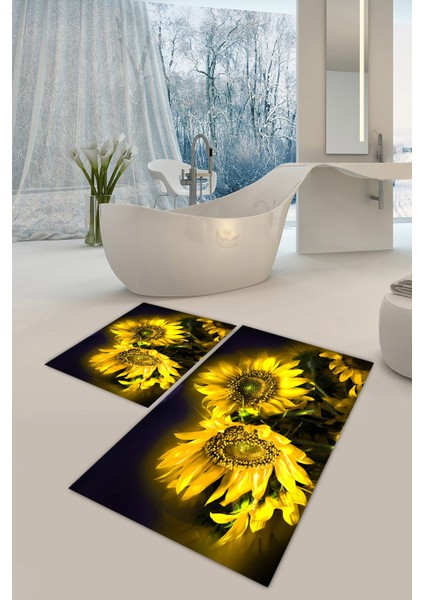 Yıkanabilir Kaymaz Dot Taban 2'li Banyo Paspası ( 50CM x 60CM - 60CM x 100CM) MNP1036