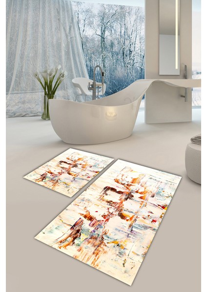 Yıkanabilir Kaymaz Dot Taban 2'li Banyo Paspası ( 50CM x 60CM - 60CM x 100CM) MNP1046