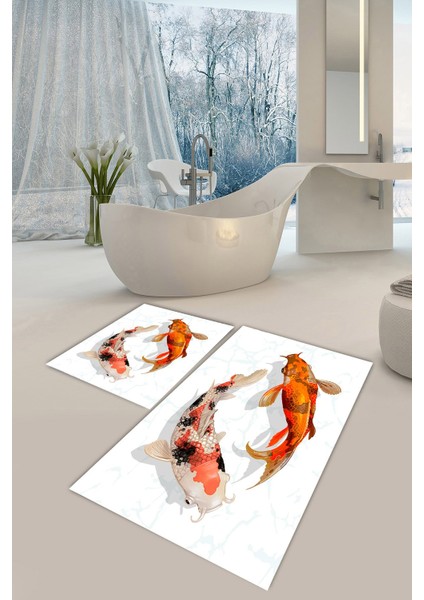 Yıkanabilir Kaymaz Dot Taban 2'li Banyo Paspası ( 50CM x 60CM - 60CM x 100CM) MNP1063