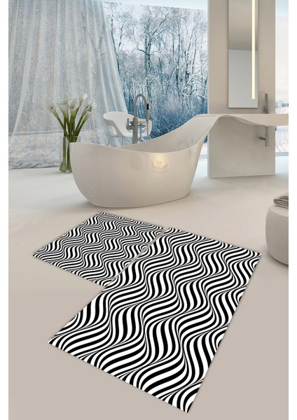 Yıkanabilir Kaymaz Dot Taban 2'li Banyo Paspası ( 50CM x 60CM - 60CM x 100CM) MNP1065