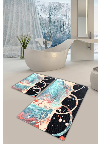 Yıkanabilir Kaymaz Dot Taban 2'li Banyo Paspası ( 50CM x 60CM - 60CM x 100CM) MNP1070