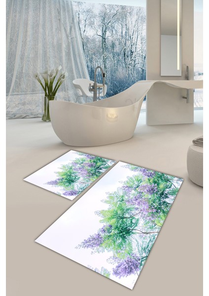 Yıkanabilir Kaymaz Dot Taban 2'li Banyo Paspası ( 50CM x 60CM - 60CM x 100CM) MNP1082