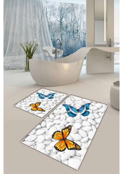Yıkanabilir Kaymaz Dot Taban 2'li Banyo Paspası ( 50CM x 60CM - 60CM x 100CM) MNP1089
