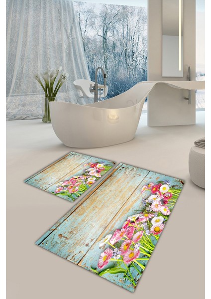 Yıkanabilir Kaymaz Dot Taban 2'li Banyo Paspası ( 50CM x 60CM - 60CM x 100CM) MNP1094