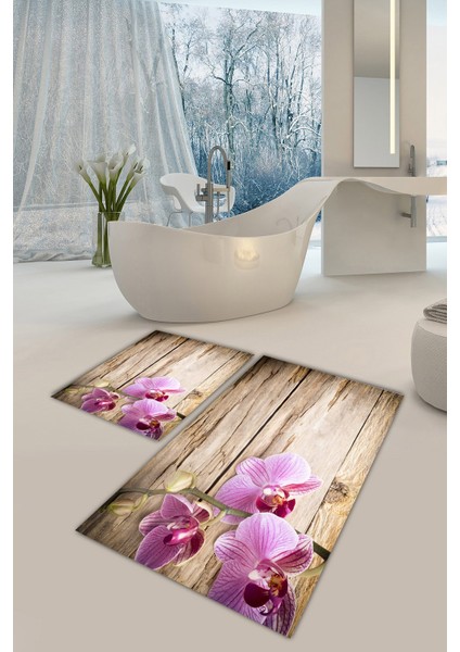 Yıkanabilir Kaymaz Dot Taban 2'li Banyo Paspası ( 50CM x 60CM - 60CM x 100CM) MNP1095