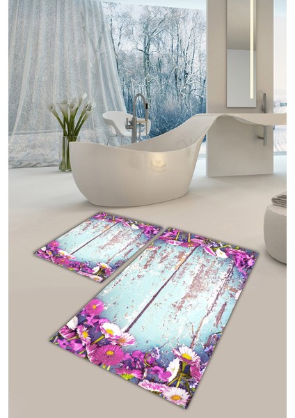 Yıkanabilir Kaymaz Dot Taban 2'li Banyo Paspası ( 50CM x 60CM - 60CM x 100CM) MNP1100