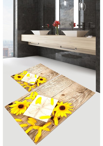 Yıkanabilir Kaymaz Dot Taban 2'li Banyo Paspası ( 50CM x 60CM - 60CM x 100CM) MNP1109