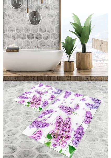 Yıkanabilir Kaymaz Dot Taban 2'li Banyo Paspası ( 50CM x 60CM - 60CM x 100CM) MNP1111