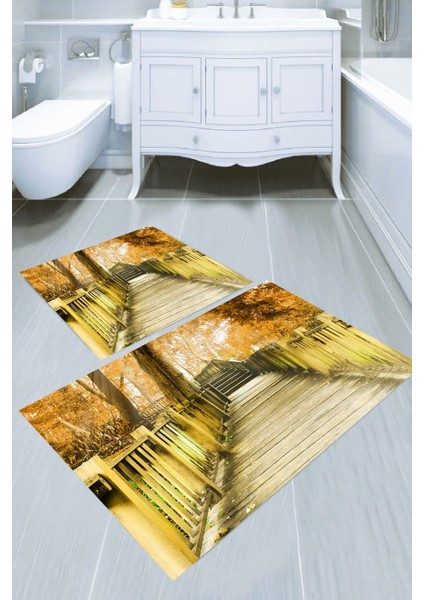 Yıkanabilir Kaymaz Dot Taban 2'li Banyo Paspası ( 50CM x 60CM - 60CM x 100CM) MNP1163