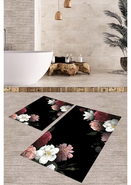 Yıkanabilir Kaymaz Dot Taban 2'li Banyo Paspası ( 50CM x 60CM - 60CM x 100CM) MNP1175