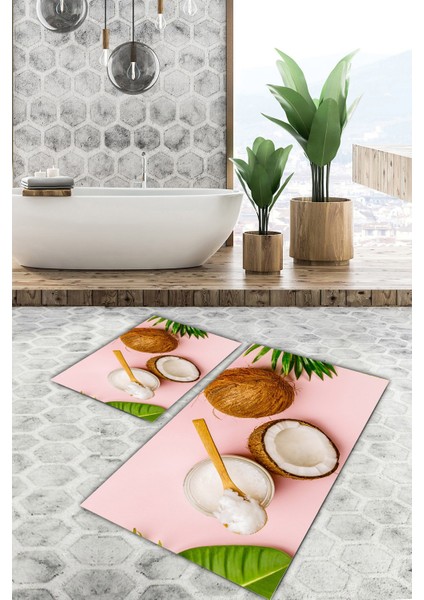 Yıkanabilir Kaymaz Dot Taban 2'li Banyo Paspası ( 50CM x 60CM - 60CM x 100CM) MNP1179