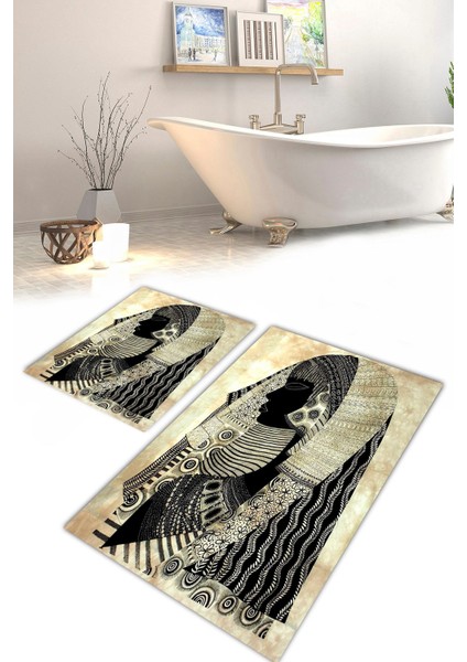 Yıkanabilir Kaymaz Dot Taban 2'li Banyo Paspası ( 50CM x 60CM - 60CM x 100CM) MNP1195