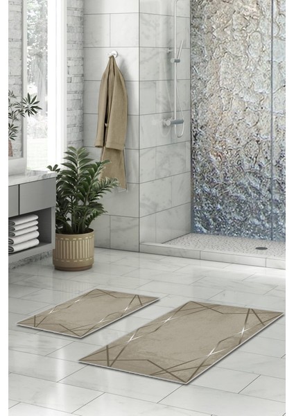 Yıkanabilir Kaymaz Dot Taban 2'li Banyo Paspası ( 50CM x 60CM - 60CM x 100CM) MNP3082