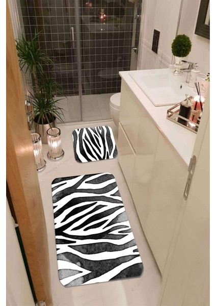 Yıkanabilir Kaymaz Dot Taban 2'li Banyo Paspası ( 50CM x 60CM - 60CM x 100CM) MNP3086