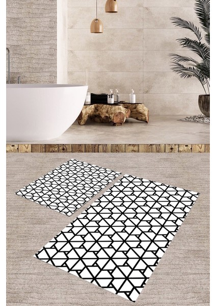Yıkanabilir Kaymaz Dot Taban 2'li Banyo Paspası ( 50CM x 60CM - 60CM x 100CM) MNP1128