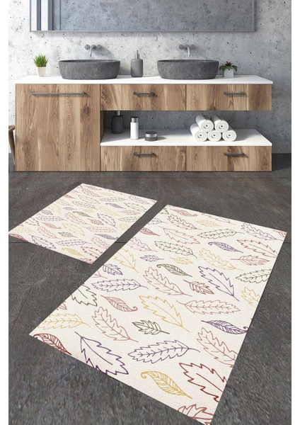 Yıkanabilir Kaymaz Dot Taban 2'li Banyo Paspası ( 50CM x 60CM - 60CM x 100CM) MNP1131