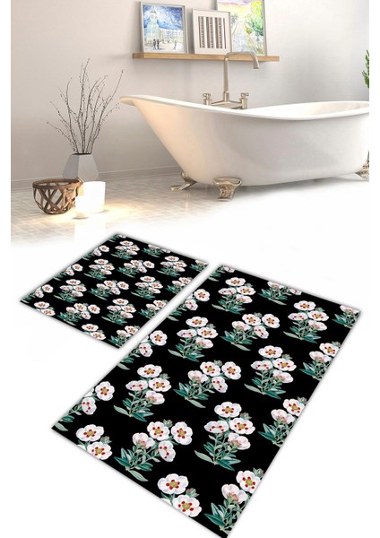 Yıkanabilir Kaymaz Dot Taban 2'li Banyo Paspası ( 50CM x 60CM - 60CM x 100CM) MNP1135