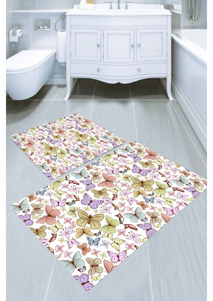 Yıkanabilir Kaymaz Dot Taban 2'li Banyo Paspası ( 50CM x 60CM - 60CM x 100CM) MNP1132