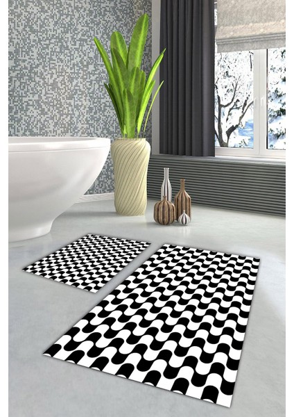 Yıkanabilir Kaymaz Dot Taban 2'li Banyo Paspası ( 50CM x 60CM - 60CM x 100CM) MNP1134