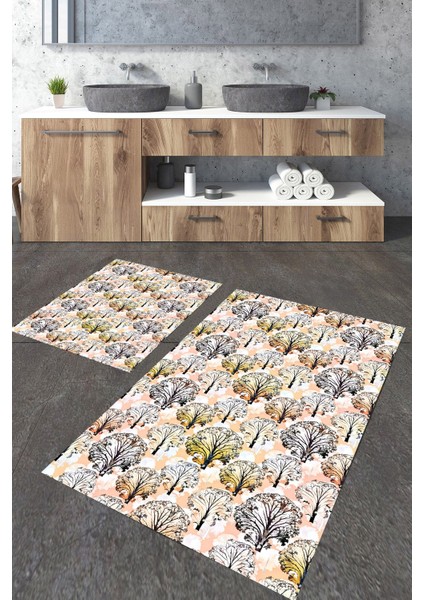 Yıkanabilir Kaymaz Dot Taban 2'li Banyo Paspası ( 50CM x 60CM - 60CM x 100CM) MNP1130