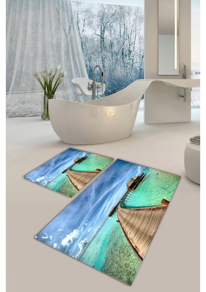 Yıkanabilir Kaymaz Dot Taban 2'li Banyo Paspası ( 50CM x 60CM - 60CM x 100CM) MNP1010