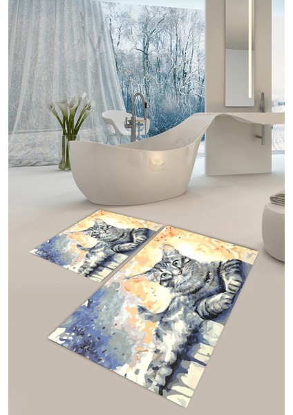 Yıkanabilir Kaymaz Dot Taban 2'li Banyo Paspası ( 50CM x 60CM - 60CM x 100CM) MNP1013