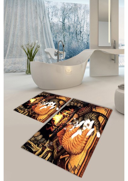 Yıkanabilir Kaymaz Dot Taban 2'li Banyo Paspası ( 50CM x 60CM - 60CM x 100CM) MNP1015