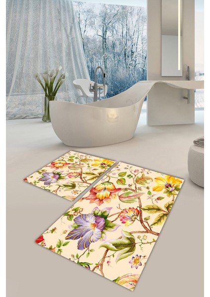 Yıkanabilir Kaymaz Dot Taban 2'li Banyo Paspası ( 50CM x 60CM - 60CM x 100CM) MNP1022