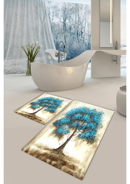 Yıkanabilir Kaymaz Dot Taban 2'li Banyo Paspası ( 50CM x 60CM - 60CM x 100CM) MNP1031