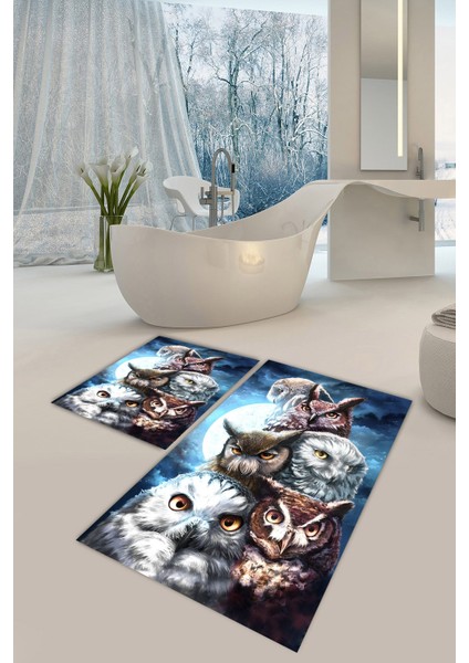 Yıkanabilir Kaymaz Dot Taban 2'li Banyo Paspası ( 50CM x 60CM - 60CM x 100CM) MNP1057