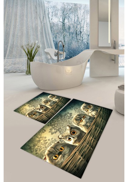 Yıkanabilir Kaymaz Dot Taban 2'li Banyo Paspası ( 50CM x 60CM - 60CM x 100CM) MNP1061