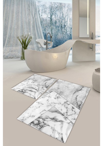 Yıkanabilir Kaymaz Dot Taban 2'li Banyo Paspası ( 50CM x 60CM - 60CM x 100CM) MNP1067