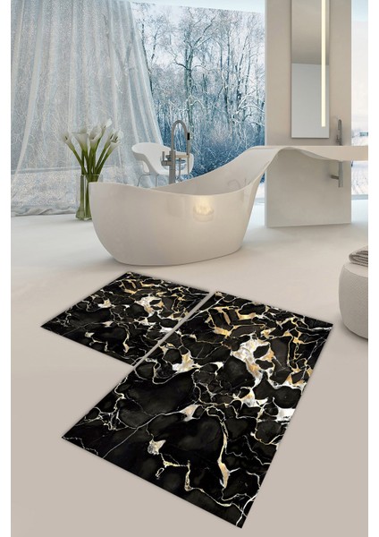 Yıkanabilir Kaymaz Dot Taban 2'li Banyo Paspası ( 50CM x 60CM - 60CM x 100CM) MNP1069