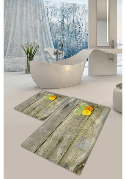 Yıkanabilir Kaymaz Dot Taban 2'li Banyo Paspası ( 50CM x 60CM - 60CM x 100CM) MNP1071