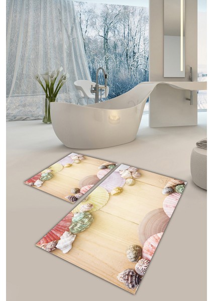 Yıkanabilir Kaymaz Dot Taban 2'li Banyo Paspası ( 50CM x 60CM - 60CM x 100CM) MNP1075