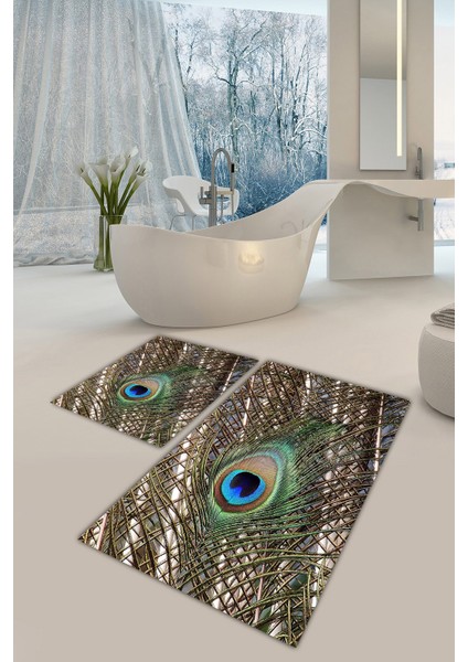 Yıkanabilir Kaymaz Dot Taban 2'li Banyo Paspası ( 50CM x 60CM - 60CM x 100CM) MNP1078