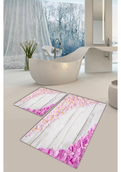 Yıkanabilir Kaymaz Dot Taban 2'li Banyo Paspası ( 50CM x 60CM - 60CM x 100CM) MNP1093