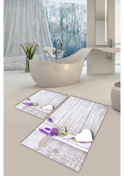 Yıkanabilir Kaymaz Dot Taban 2'li Banyo Paspası ( 50CM x 60CM - 60CM x 100CM) MNP1096