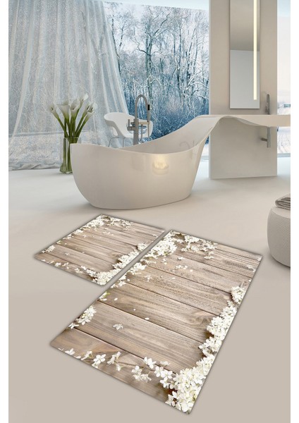 Yıkanabilir Kaymaz Dot Taban 2'li Banyo Paspası ( 50CM x 60CM - 60CM x 100CM) MNP1098