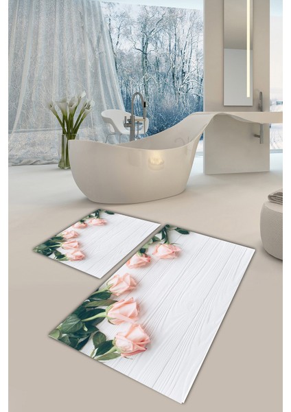 Yıkanabilir Kaymaz Dot Taban 2'li Banyo Paspası ( 50CM x 60CM - 60CM x 100CM) MNP1099