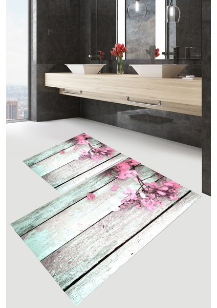 Yıkanabilir Kaymaz Dot Taban 2'li Banyo Paspası ( 50CM x 60CM - 60CM x 100CM) MNP1101