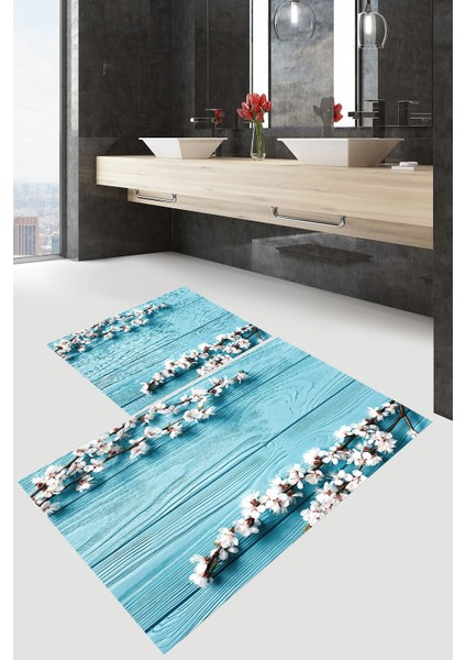 Yıkanabilir Kaymaz Dot Taban 2'li Banyo Paspası ( 50CM x 60CM - 60CM x 100CM) MNP1107