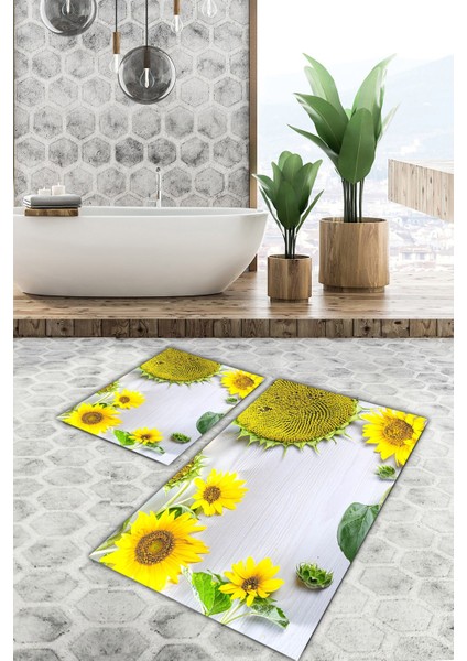 Yıkanabilir Kaymaz Dot Taban 2'li Banyo Paspası ( 50CM x 60CM - 60CM x 100CM) MNP1113