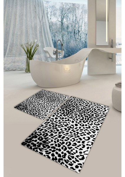 Yıkanabilir Kaymaz Dot Taban 2'li Banyo Paspası ( 50CM x 60CM - 60CM x 100CM) MNP1139