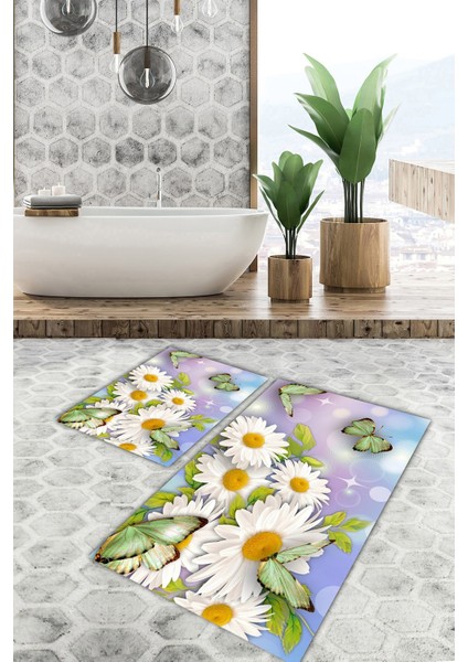 Yıkanabilir Kaymaz Dot Taban 2'li Banyo Paspası ( 50CM x 60CM - 60CM x 100CM) MNP1142
