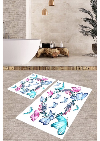 Yıkanabilir Kaymaz Dot Taban 2'li Banyo Paspası ( 50CM x 60CM - 60CM x 100CM) MNP1146